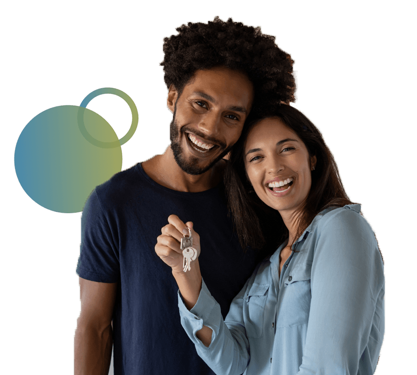 Couple after finalizing closing document for mortgage